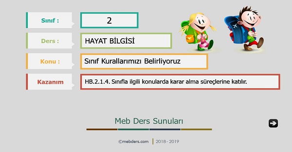 2.Sınıf Hayat Bilgisi Sınıf Kurallarımızı Belirliyoruz Sunusu