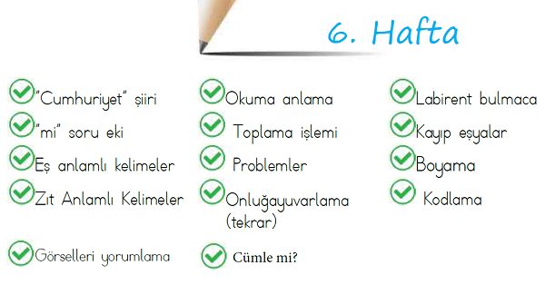 2.Sınıf 6. Hafta Tüm Çalışma Yaprakları