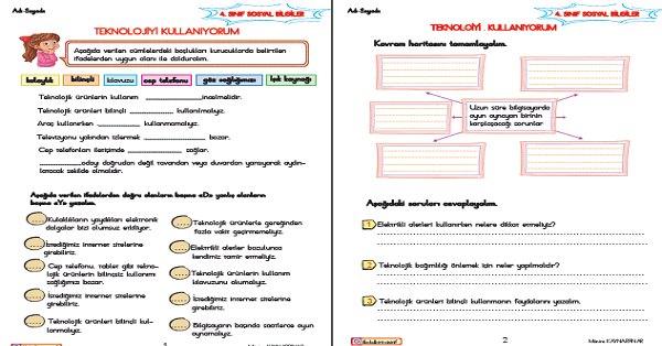 4. Sınıf Fen Bilimleri Teknolojiyi Kullanıyorum Etkinliği