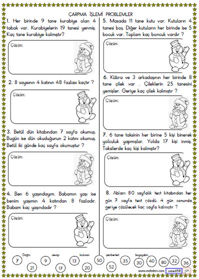 2. Sınıf Matematik Çarpma İşlemi Problemler Etkinliği 11