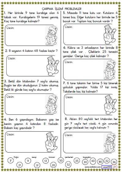 2. Sınıf Matematik Çarpma İşlemi Problemler Etkinliği 11