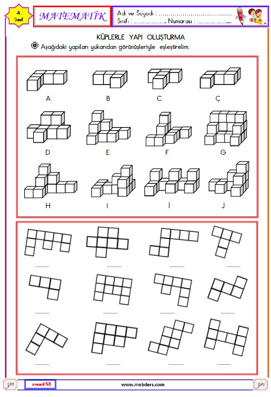 4. Sınıf Matematik Küplerle Yapı Oluşturma Etkinliği 2