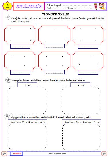 3. Sınıf Matematik Geometrik Şekiller Etkinliği 3