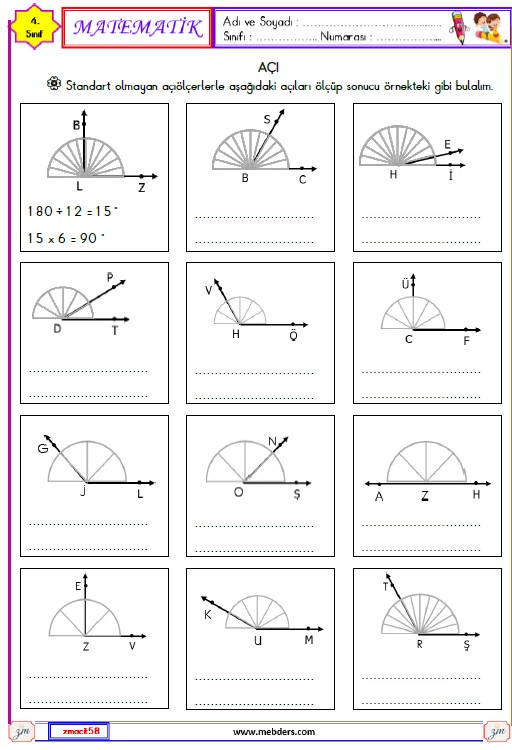 4. Sınıf Matematik Açılar Etkinliği 14