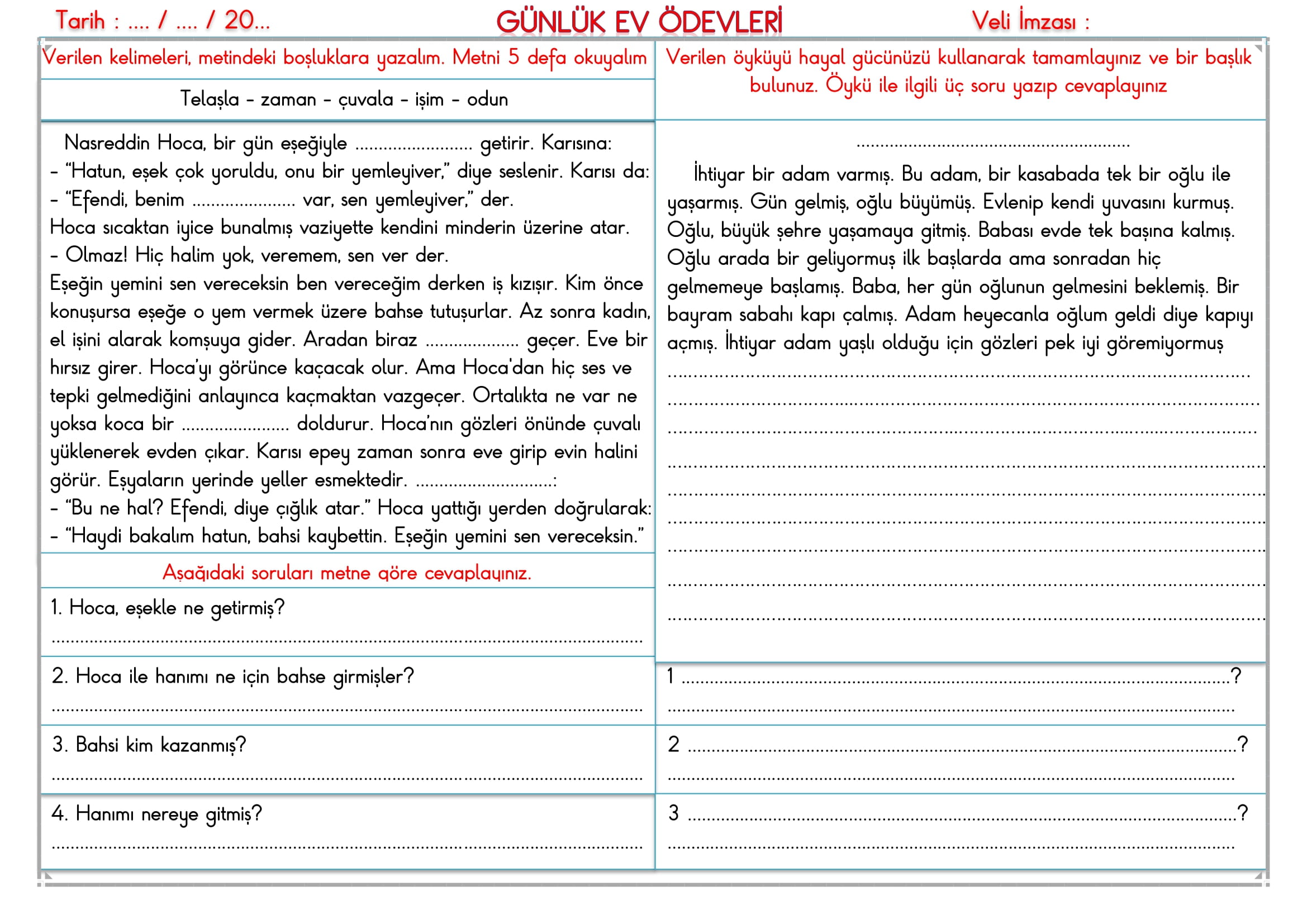 2.Sınıf - 08 Ocak 2026 Günlük Ev Ödevleri