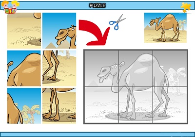 Kes yapıştır deve puzzle etkinlik