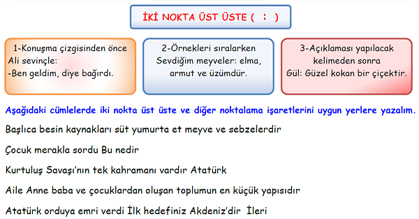 4.Sınıf Türkçe (İki Nokta-Üç Nokta-Kesme İşareti) Noktalama İşaretleri-3