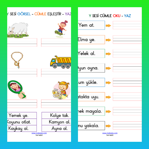 1. Sınıf İlkokuma Yazma - Y Sesi Cümle Etkinliği