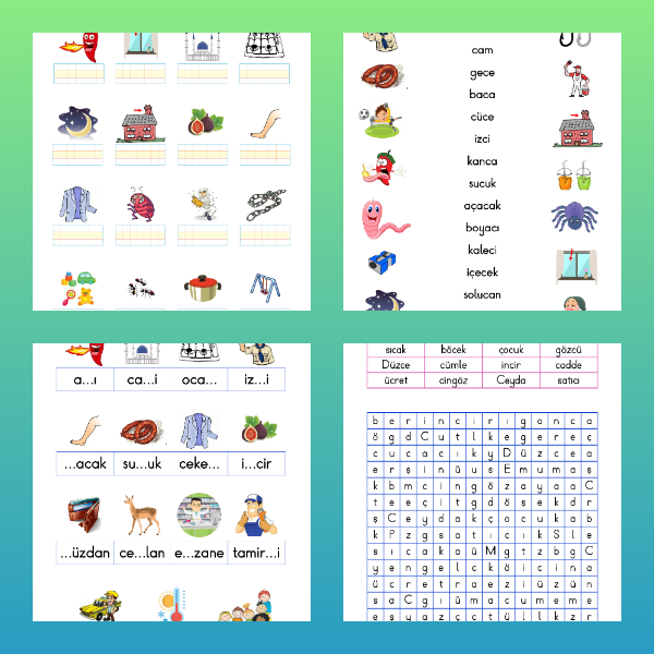 1. Sınıf İlk Okuma Yazma (C - c Sesi) Etkinlikleri (4 Sayfa)