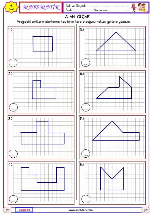 4. Sınıf Matematik Alan Ölçme Ettkinliği 1