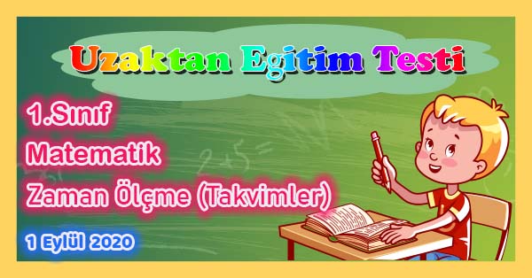 1.Sınıf Matematik Zaman Ölçme (Takvimler) Uzaktan Eğitim Testi pdf