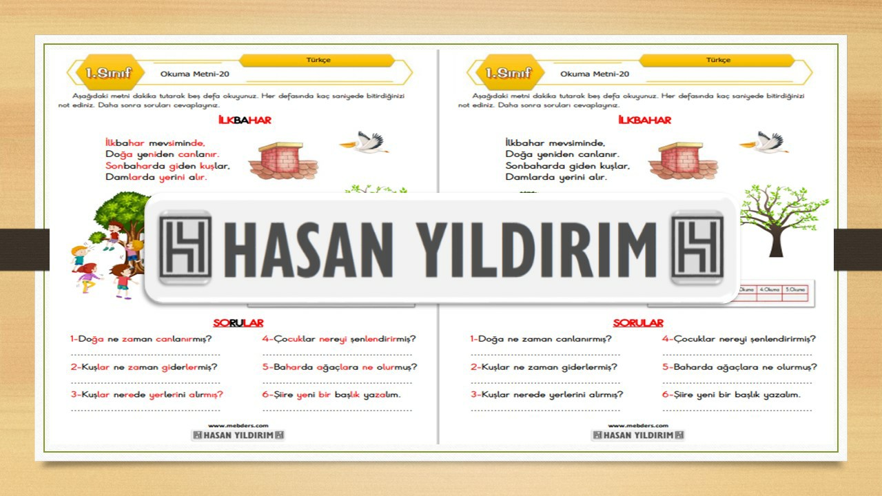 1.Sınıf Türkçe Okuma Metni-20 (İlkbahar)