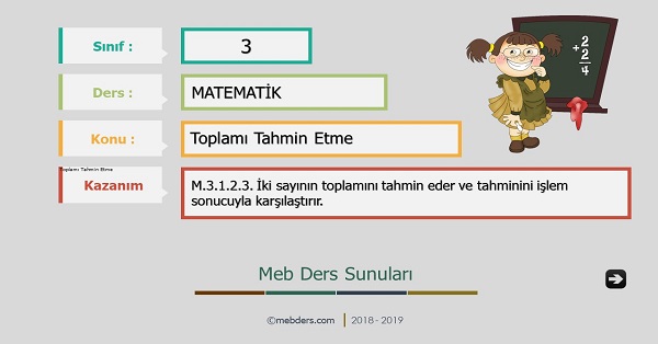 3.Sınıf Matematik Toplamı Tahmin Etme Sunusu