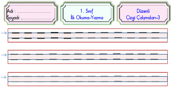 1.Sınıf İlk Okuma Yazma Düzenli Çizgi Çalışmaları Etkinliği 3