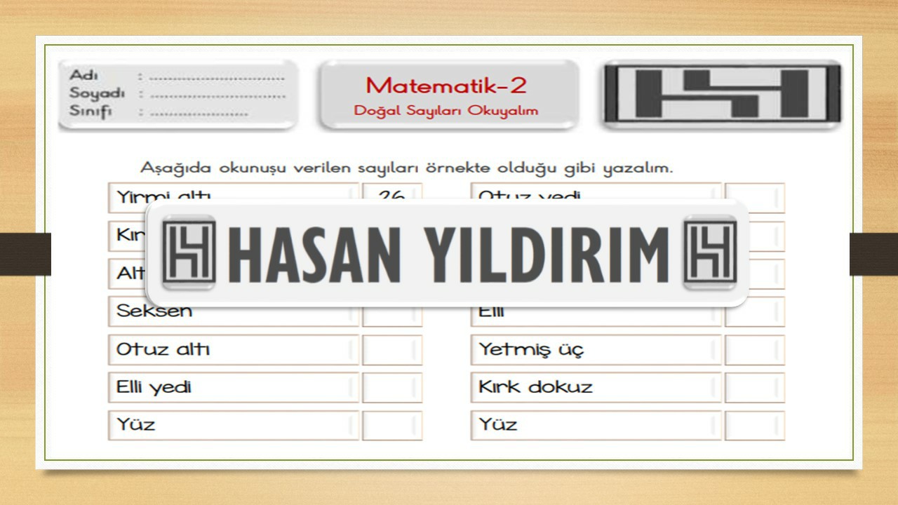 2.Sınıf Matematik Doğal Sayıları Okuyalım Çalışma Sayfası