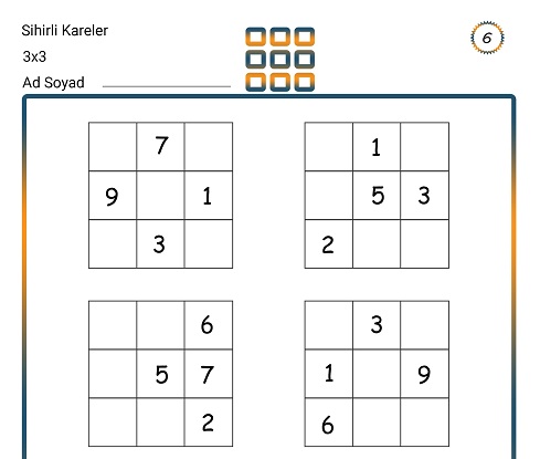 Sihirli Kareler (3x3) Zeka Etkinliği 6