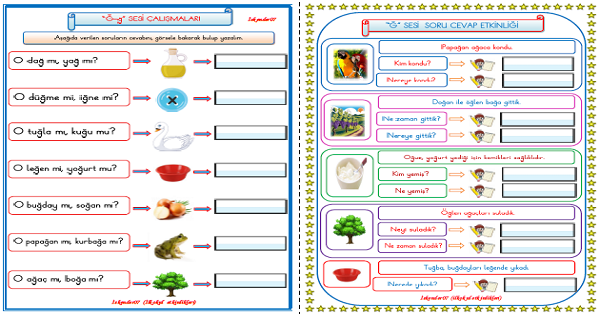 1. Sınıf İlk Okuma Yazma Ğ-ğ Sesi Soru Cevap ve Mi-Mü Etkinliği