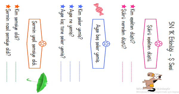 1.Sınıf İlk Okuma Yazma Ş-ş Sesi 5N 1K Etkinliği