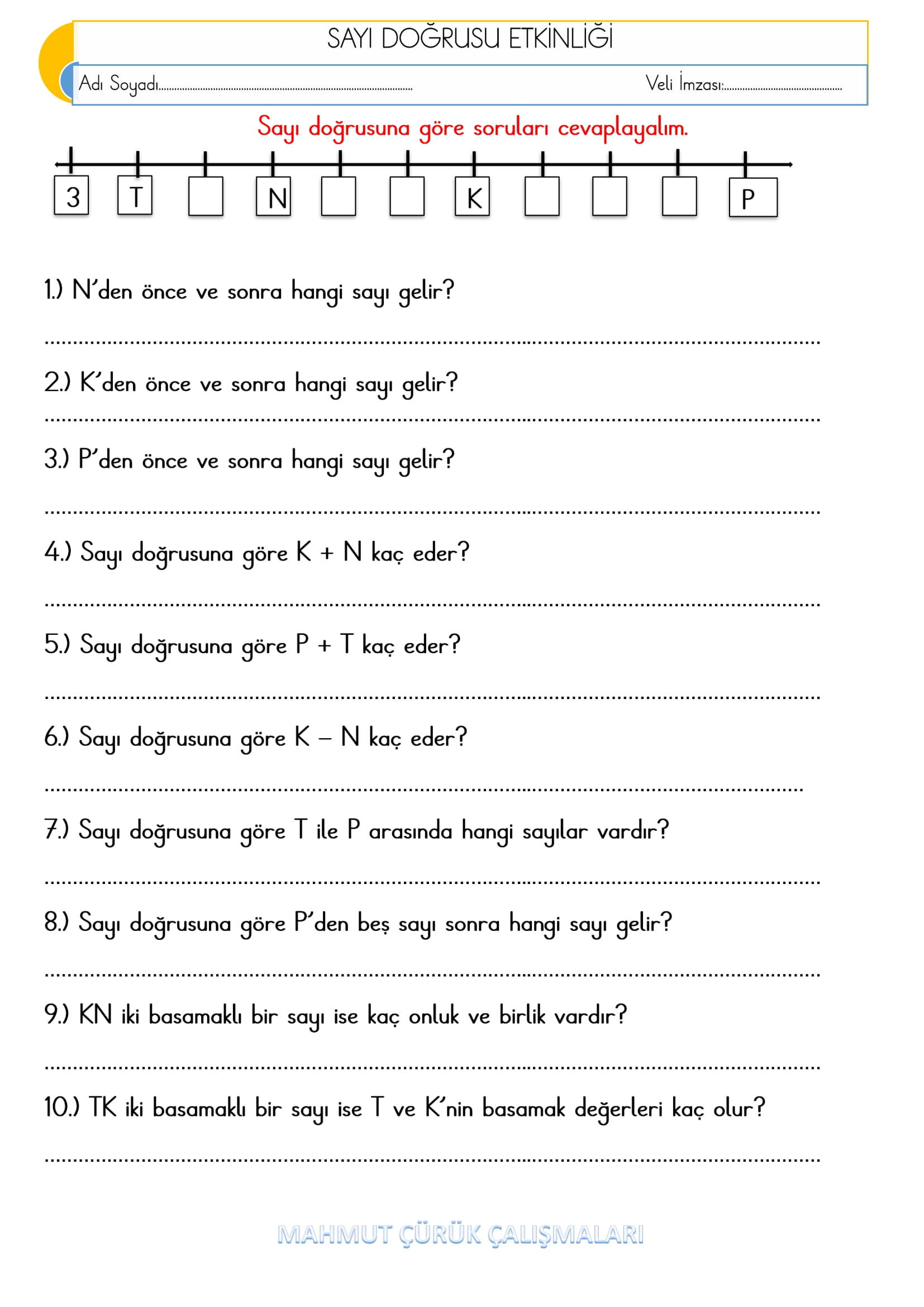 2.Sınıf - Matematik - Sayı Doğrusu Etkinliği-2