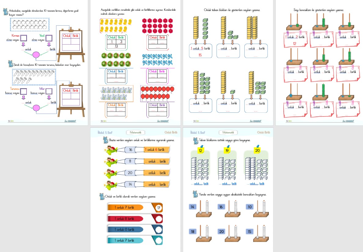 1. Sınıf Matematik Onluk-Birlik Kavramı (6 Sayfa)