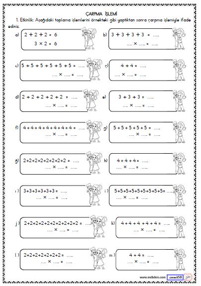 2. Sınıf Matematik Çarpma İşlemi Etkinliği 3