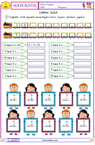 3. Sınıf Matematik Çarpma İşlemi Etkinliği 7