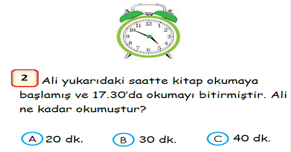 3.Sınıf Matematik Zamanı Ölçme Yaprak Test-3