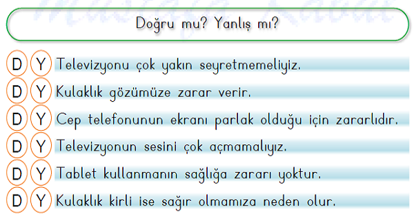 1.Sınıf Hayat Bilgisi İletişim Araçları ve Sağlığımız Etkinliği