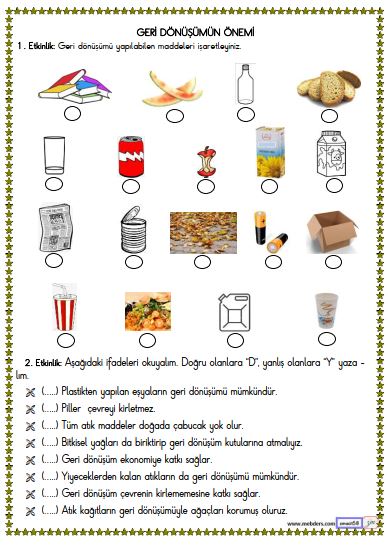 2. Sınıf Hayat Bilgisi Geri Dönüşümün Önemi Etkinliği