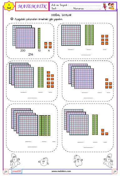 3.Sınıf Matematik Doğal Sayıları Okuma ve Yazma Etkinliği 2