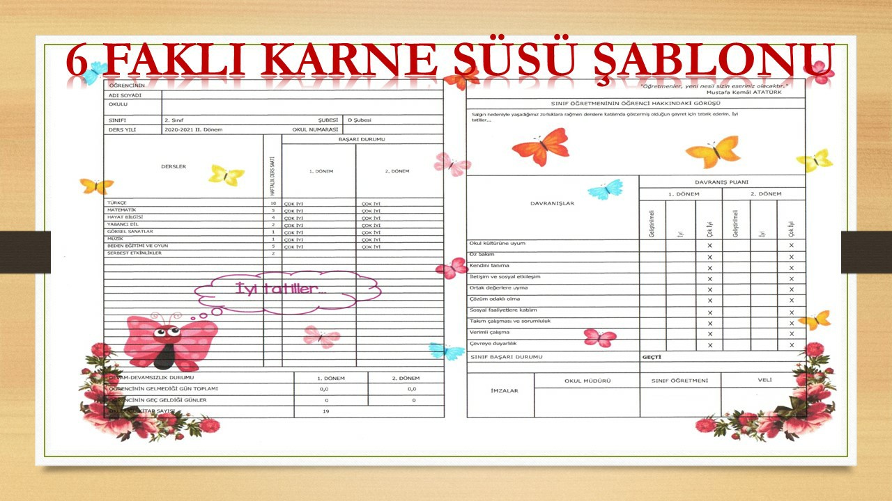 Karne Süsü (Yaz Tatili İçin - 6 Farklı Şablon)