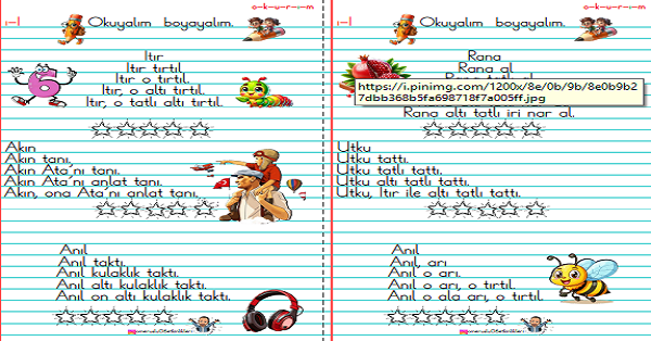 1. Sınıf İlk Okuma Yazma I Sesi Hızlı Okuma Metinleri