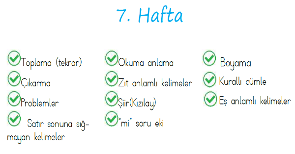 2.Sınıf 7.Hafta Tüm Çalışma Yaprakları