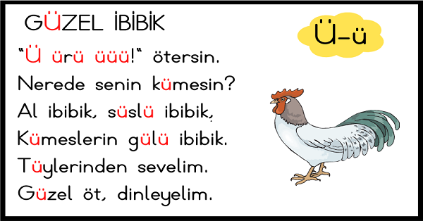 1.Sınıf İlk Okuma Yazma (Ü-ü Sesi) Tekerlemesi