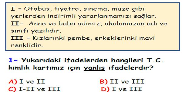 4.Sınıf Sosyal Bilgiler Herkesin Bir Kimliği Var Ünitesi Yaprak Test-1