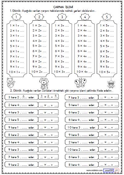 2. Sınıf Matematik Çarpma İşlemi Etkinliği 6