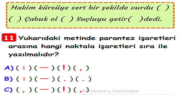 3.Sınıf Türkçe Noktalama İşaretleri Yaprak Test-2