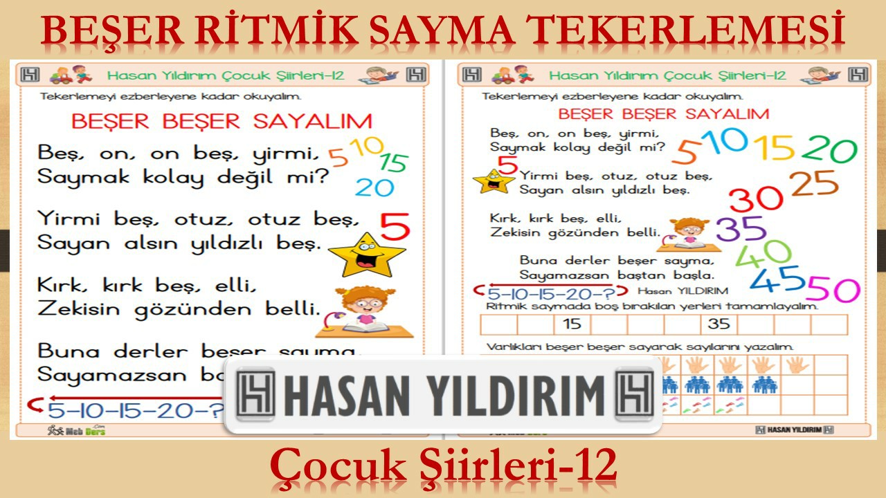 Beşer Ritmik Sayma Tekerlemesi (Çocuk Şiirleri-12)