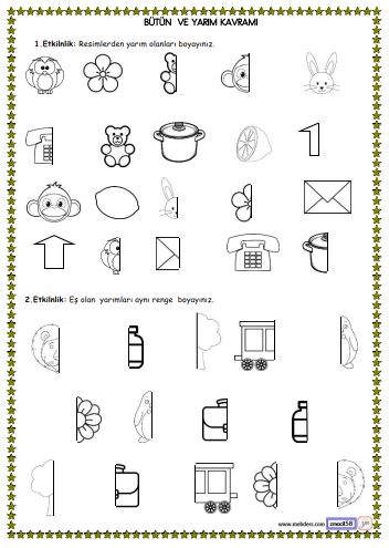 1. Sınıf Matematik Bütün ve Yarım  Etkinliği 2