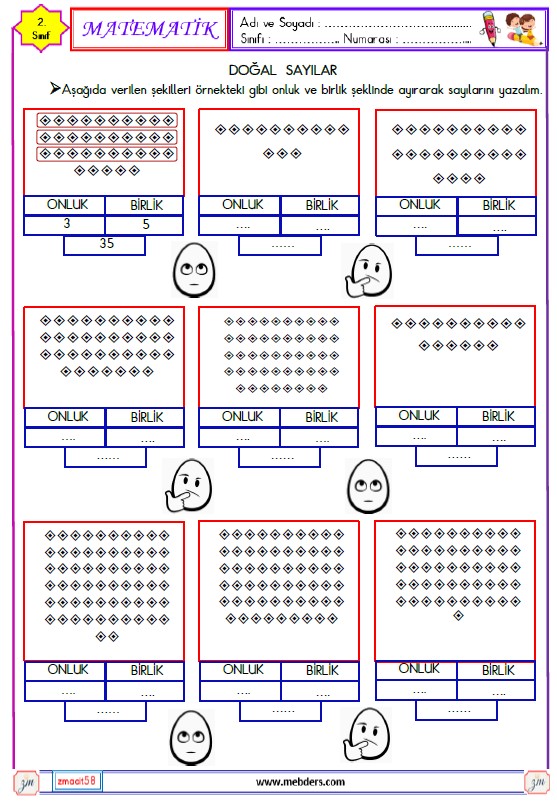 2. Sınıf Matematik Sayıları Okuma ve Yazma  Etkinliği 7