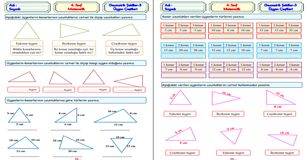 4.Sınıf Matematik Üçgenleri Kenar Uzunluklarına Göre Sınıflandırma Etkinliği-4