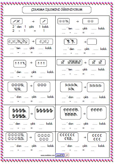 1. Sınıf Matematik Çıkarma İşlemini Öğreniyorum Etkinliği 1