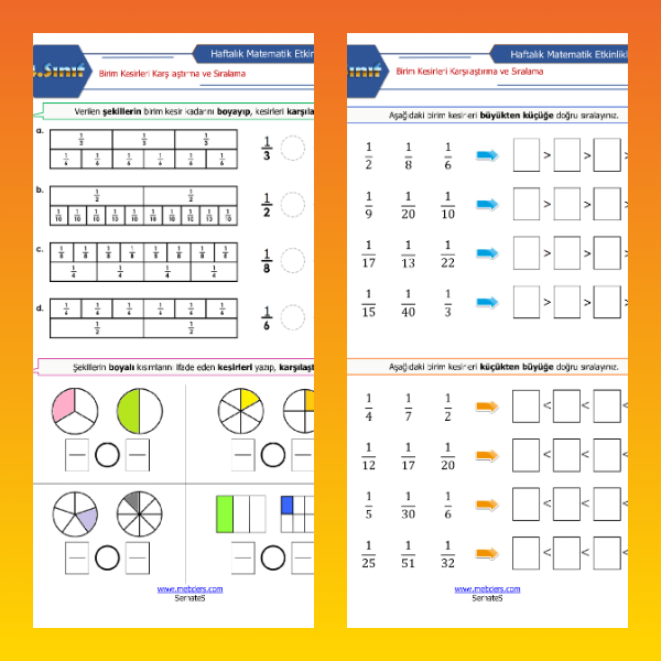 4. Sınıf Matematik - Birim Kesirleri Karşılaştırma ve Sıralama Etkinliği