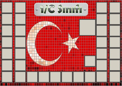 Model 54, 1C şubesi için Türk bayraklı fotoğraf eklemeli kapı süslemesi - 35 öğrencilik