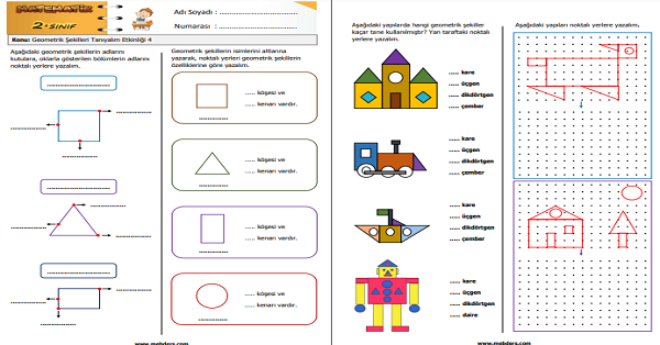 2. Sınıf Matematik Geometrik Şekilleri Tanıyalım Etkinliği 4