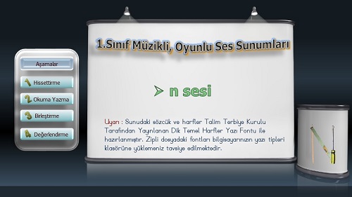 1.Sınıf İlkokuma Müzikli, Animasyonlu n Sesi Sunusu