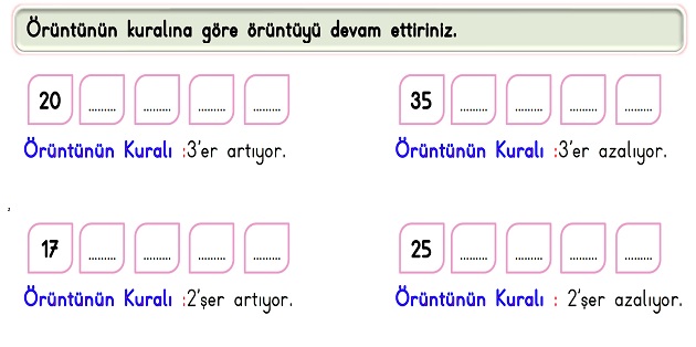 2.Sınıf Matematik Doğal Sayılar-Örüntüler Etkinliği -3