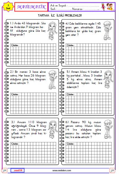 3. Sınıf Matematik Tartma ile İlgili Problemler Etkinliği 1