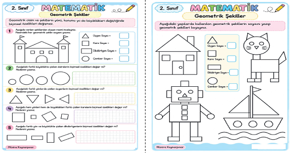 2. Sınıf Matematik Geometrik Şekillerle Yapılar Oluşturalım Etkinliği 4