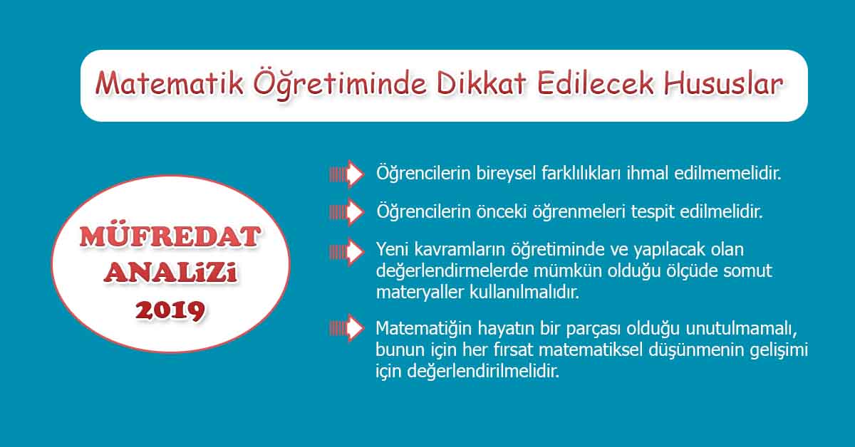 2019 Müfredat Analizi : Matematik Öğretiminde Dikkat Edilecek Hususlar